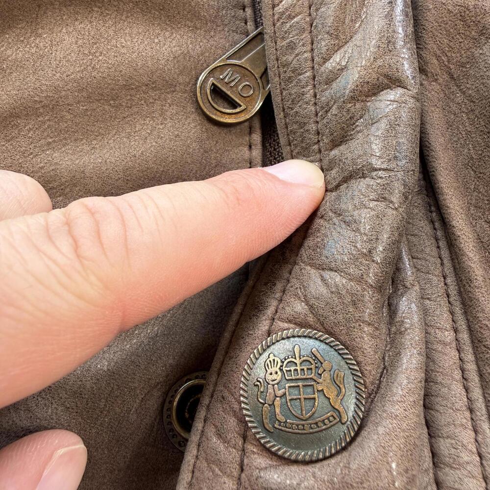 Vintage 90s Members Only Genuine Leather Jacket Brown Quilted Lined Korea Made L - Picture 7 of 9